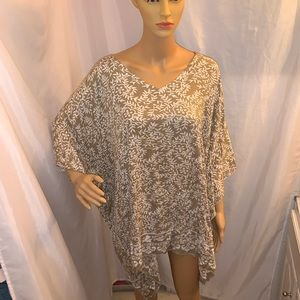 NWT one size beach/pool COVER UP tan/white